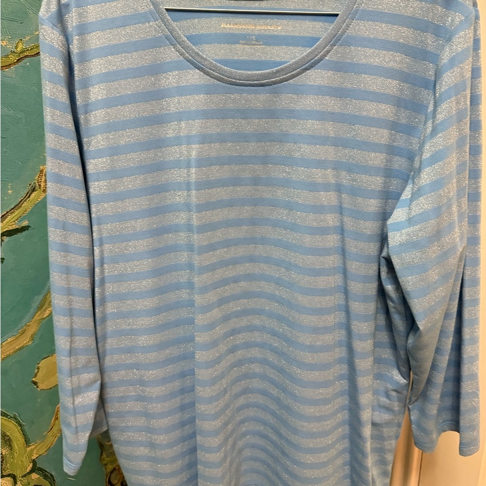 Alfred Dunner Metallic Blue Knit Top